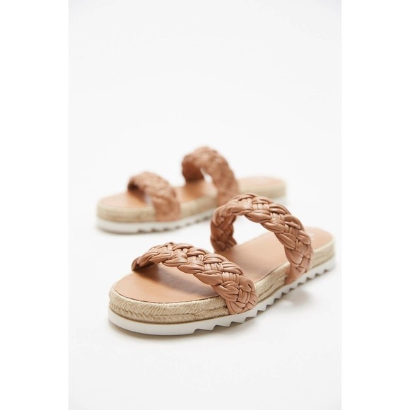 Marc Fisher Jaimee Espadrille Slide Sandal In Macaroon Leather Size 5.5M NWOB - Picture 2 of 11